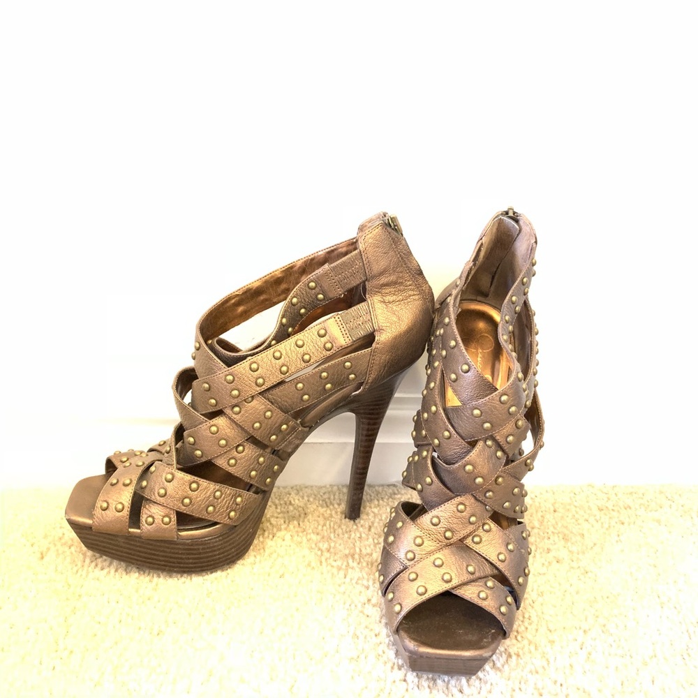 Jessica Simpson Bronze Studded Stilettos